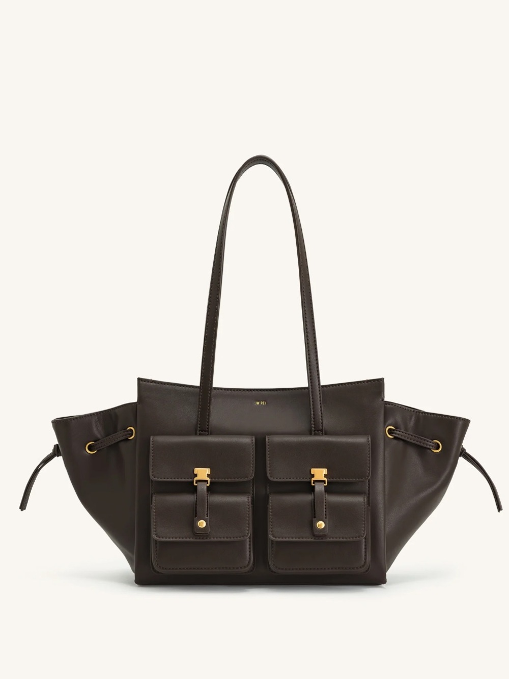 JW PEI Dark Brown Shoulder Tote with Front Pockets